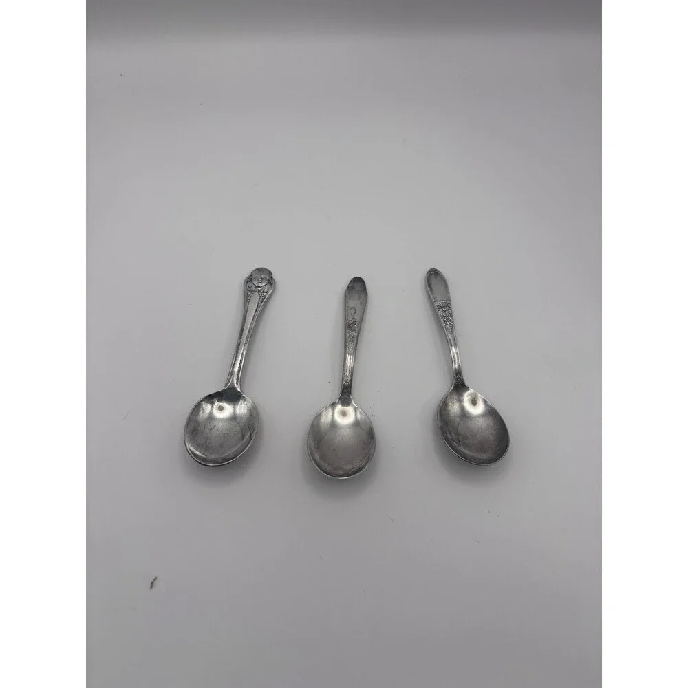 silver baby spoons vintage Gerber Large Shovel-style